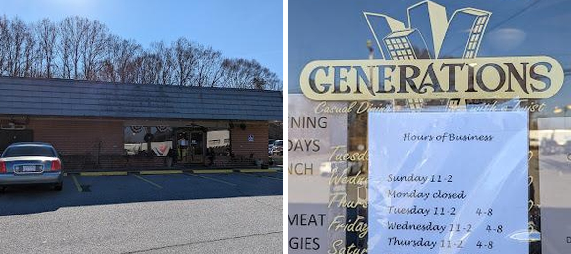 Generations Casual Dining Menu